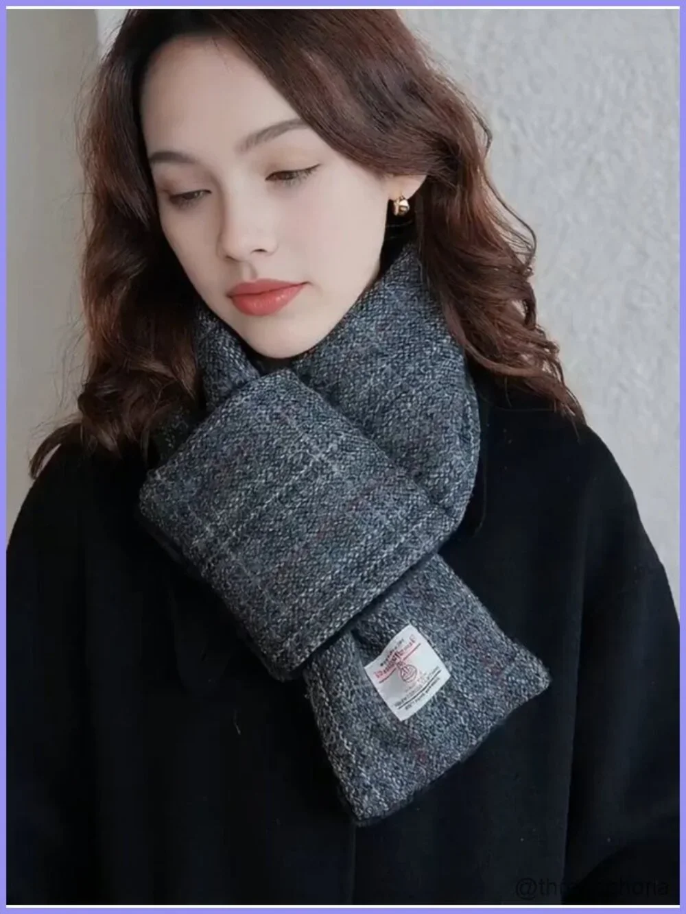 Harris Tweed Wool Neck Warmer Handmade Soft Scarf Plush Lining Winter Gift